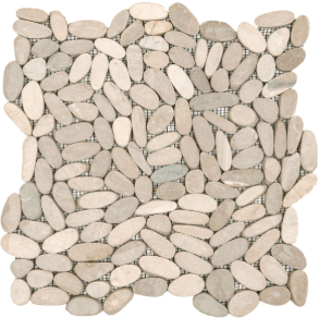 Beige Sliced Matte Pebble Interlocking - stone tile